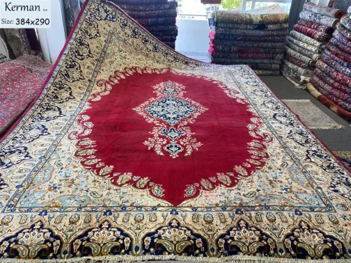 Handmade Persian Kerman rug