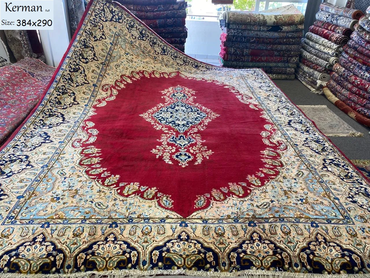 Handmade Persian Kerman rug